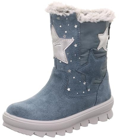 Superfit Mädchen Flavia Warm Gefütterte Gore-tex Schneestiefel, Blau Silber 8010, 38 EU Weit