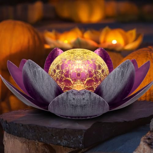 Kyduu Solarlampen für Außen Garten, Solar Bodenleuchte Lotus Garten Deko, Warmes Licht Solar Gartenleuchten, LED Solarleuchten Wasserdicht Metall Solarlaterne für Außen