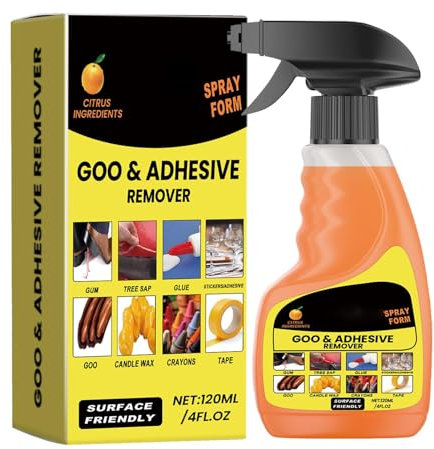 Klebstoffentferner Spray – Aufkleberheber Flüssigbandentferner Klebespray – Leistungsstarke multifunktionale Lösung 120 ml zum Entfernen von Aufklebern Etiketten Abziehbildern auf Glas, Metall,