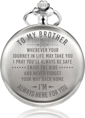 TREEWETO Reloj de bolsillo grabado para hombre, regalo para hermano, ideas únicas de regalo de cumpleaños para hombre, regalos de graduación para él, regalo para hombres