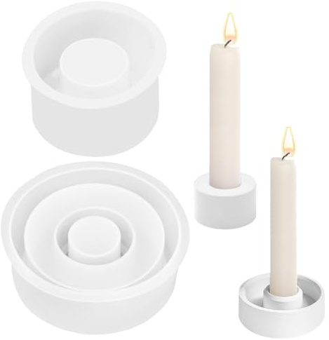 Silikonformen Gießformen Kerzenhalter, 2 Stück Silikon Gießform Kerzenhalter, Silikonformen zum Gießen, Gießformen Silikon Kerzenständer, kerzenständerform für Stabkerzen und Teelichter