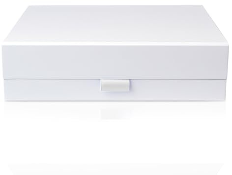 Thepaperbagstore 1 White Extra Large Magnetic Gift Box 42 x 32 x 12 cm | Thick card with magnetic closure and ribbon pull tab for quick, tidy presentation