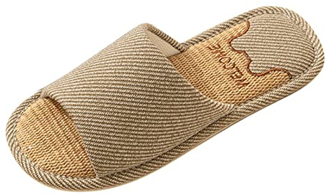 Generisch Chaussons pour homme à la mode, respirants, de loisirs, doux, légers, d'été, à la mode, chaussures basses à la maison, pantoufles en lin pour homme quatre saisons, D, 42 EU