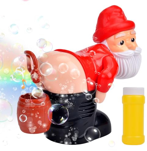 Macchina per bollicine per scoreggiare, Macchina per bolle per bambini, macchina per bolle di Babbo Natale per bambini, luce musicale completamente automatica, regalo per bambini, per Natale