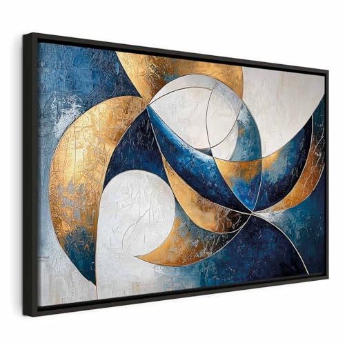 murando - Quadro in Rilievo Acrilico Geometria Astratta Blu e Oro 90x60 cm 1 Pezzo su Tela Grande - Quadri Moderni Soggiorno - Stampe da Parete Moderno - Stampa Artistica Dipinta a Mano a-H-10174-b-a