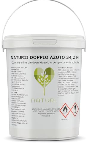 NATURII Doppio Azoto 34,2% N – Concime Minerale Solubile – Fertirrigazione e Fogliare – Secchio 1 kg (1)