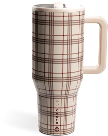 HydroJug Traveler - 32 oz Water Bottle with Handle & Flip Straw - Fits in Cup Holder, Leak Resistant Tumbler-Reusable Insulated Stainless Steel & Rubber Base - Gifts for Women & Men, Blair