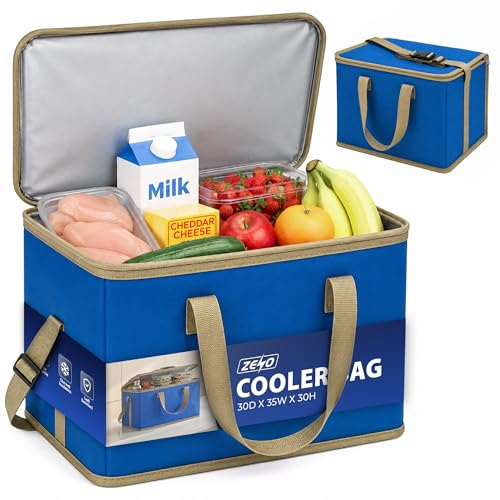 ZENO Cooler Bag | 30L Cool Bag Box | Thermal Food Delivery Bag | Large Insulated Picnic Lunch Bag | Cool Box | Grocery Shopping Bags | Cooling Bag for Camping BBQ Shopping Fishing Family Outdoor