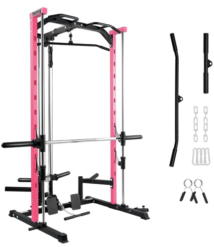 RitFit Power Rack Smith Machine - Máquina con cable de tracción | Con barra larga, dominadas, estación de fuerza para casa y gimnasio en casa, capacidad de carga de 450 kg