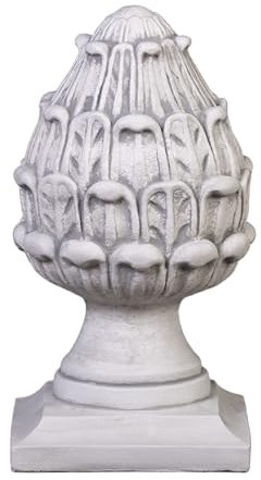 gartendekoparadies.de élément décoratif Pomme de pin cône, Hauteur d'extrémité de Poteau 36 cm, Empreinte 20 x 20 cm, Gris, Poids 16 kg, en Pierre moulée, résistant au Gel