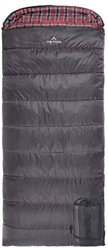 Teton Celsius XL -25F Sleeping Bag; Cold Weather Sleeping Bag; Great for Family Camping; Free Compression Sack, Grey, Left Zip