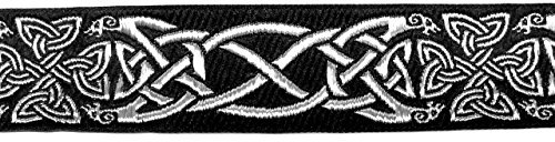 1A-Kurzwaren 10m Keltische Borte Webband 35mm breit Farbe: Schwarz-Silber 35030-swsi