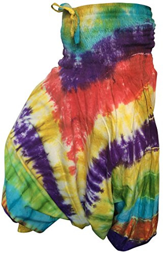 Shopoholic Fashion Hippie, färgglad batik, baggy harembyxor, löst sittande byxor, Ny regnbåge, En Storlek
