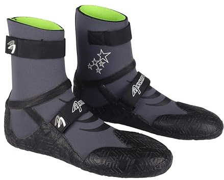 Ascan Star Round - Scarpe da surf e windsurf in neoprene, 5 mm, Neopren Schwarz/Grau, 45/46