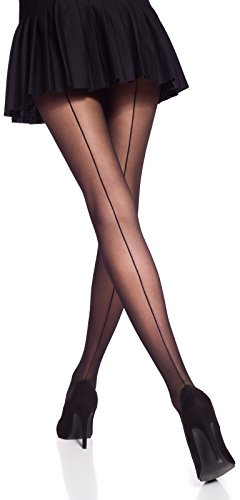Romartex Women's 20 DEN Tights With Back Seam, L, black
