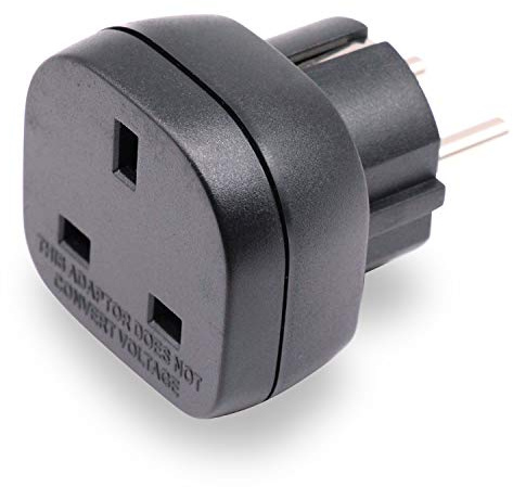 BS8546 Godkänd UK till EU/Sverige Adapterkontakt, 3-stifts Elektronisk Apparat från Storbritannien Anpassad till 2-stifts Typ E/F EU Uttag/Sverige Uttag med Säkerhetslucka (1 Stycke)