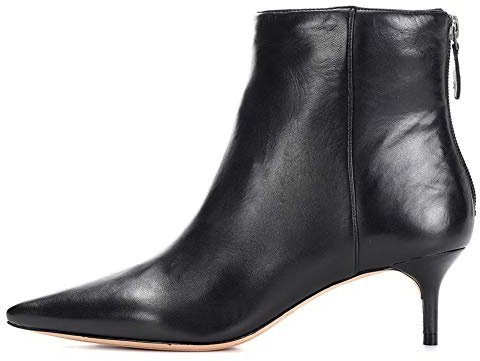 Stivaletti da donna alla moda a punta eleganti con tacco basso kitten, stivaletti con cerniera autunno inverno con tacco a spillo, Nero , 38 EU