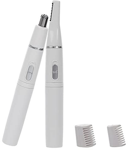 SONGQEE 2-in-1 Electric Nose and Ear Trimmer - Facial Hair and Eyebrow Razor with Nasal Grooming System (White)
