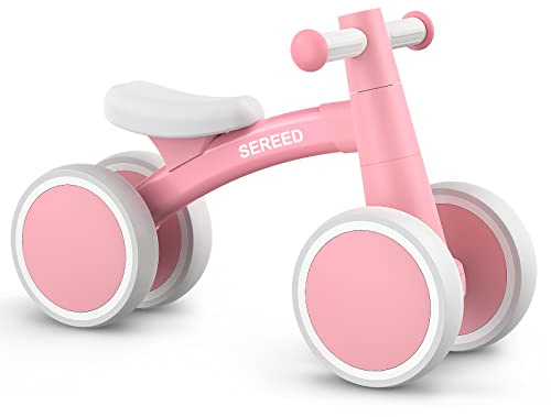 SEREED Bicicleta sin Pedales para Niños a Partir de 1 Año, Juguete Infantil para Bebés de 12 a 24 Meses, Primera Bicicleta con 4 Ruedas para Niños y Niñas, Regalo de Primer Cumpleaños para Bebé