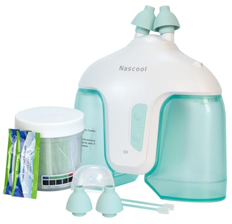 Nascool Electric Nasal Irrigation System with 50 Salt Packets, 2 Modes Nose Cleaner with Self Cleaning & Waste Collection Function for Sinus Relief Runny Nose, Nasal Congestion, Itching Nose(Green)