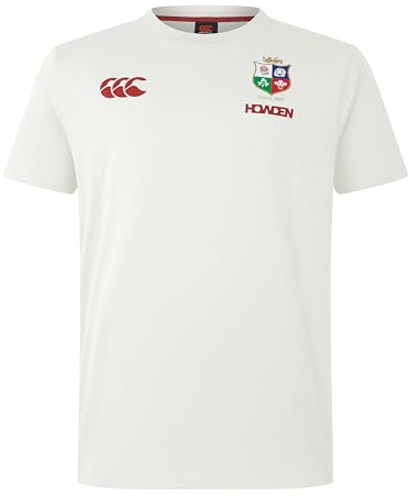Canterbury Men's British & Irish Lions Canterbury Cotton Rugby Jersey Tee | Short Sleeve T-Shirt | Organic Cotton | Official British & Irish Lions Licensed Product Non-Technical T-Shirt, Egret, M