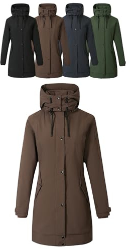 Covalliero - Damen Parka | Reitjacke mit Reitschlitz | warme Übergangsjacke mit hohem Kragen & 5 Taschen | wasserabweisende Winterjacke | Reitbekleidung in Coffee | Größe M