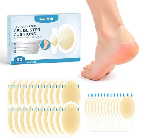 32 Pièces de Pansements Pour Ampoules aux pieds - Sumiwish Pansement Ampoule Talon, Pied Anti Frottement - Prévention des ampoules (Toe&Heel Pack)