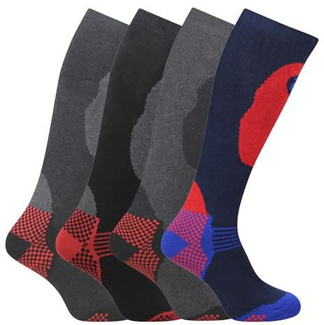 Bonjour 4 Paar Hochleistungs-Thermo-Skisocken für Herren, sortiert, Größe 39–45, Stil 2, 6-11