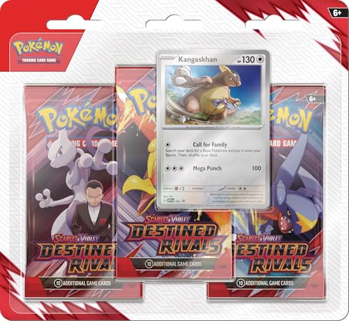 Pokémon TCG: Scarlet & Violet—Destined Rivals 3-Pack Blister – Kangaskhan (3 Booster Packs & 1 Foil Promo Card)