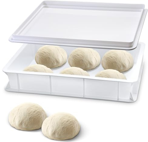 OulQinyhome Caja para masas con tapa - Caja para Masa de Pizza y Pan - Fermentadora de Masa - Pizzaballenbox apilable - Contenedor para Fermentación de plástico para pizza,pan y masa (30x40x10cm)