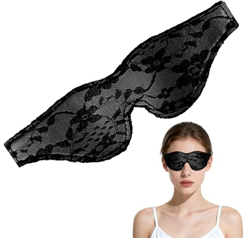 Maschera per gli occhi in raso VLYX - Benda per dormire in morbida seta per adulti, comoda copertura per gli occhi per casa, viaggio, ufficio, regalo di San Valentino, gioco di ruolo (nero)