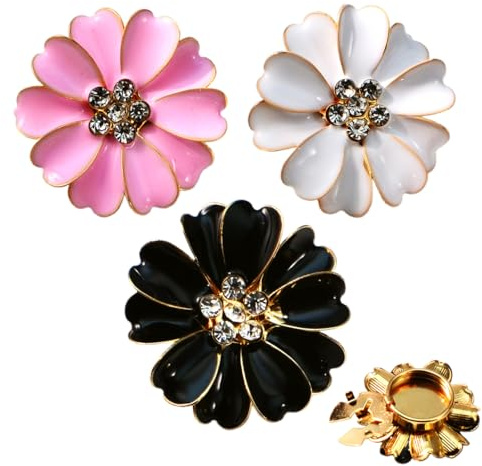 3 Pièces Cache Boutons Strass - Boutons De Manchette Couverture Boutonss À Fleurs Couvre Boutonss De Chemise Détachables | Pour Robe Costume Smokings Chemise Accessoires, Embellissements Décoratifs