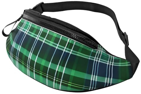 Sac banane unisexe avec imprimé tartan écossais bleu et vert pour voyage, occasions sportives décontractées