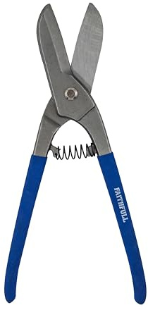 Faithfull Straight Tin Snips 300mm (12in) – Heavy-Duty Carbon Steel Aviation Shears with PVC Grip – Precision Sheet Metal Cutting Scissors for Steel, Copper & Stainless Steel