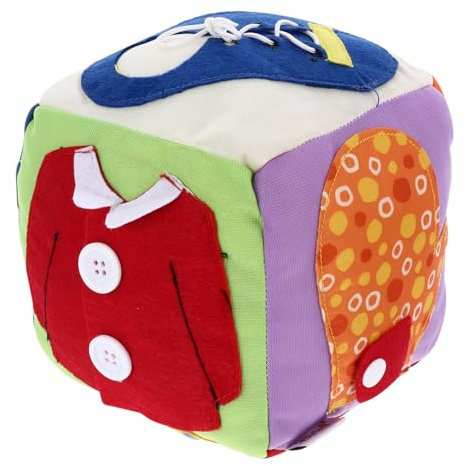 BESPORTBLE Éducatif D’éveil pour Garçon et Filles Boucles et Lacets, Cube D’activités Multi-Textures Multicolore, Apprentissage Motricité Fine et Coordination, pour Développement Préscolaire