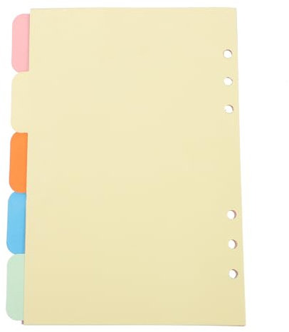 Intercalaires à Onglets Colorés A5 pour Classeur, 5 Feuilles Pp 6 Trous | Séparateurs D’index, pour Carnet à Anneaux et Agenda, Organisation de Documents, Lot de 1 Set de Set de Ensemble