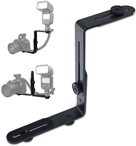 EXMAXÂź Metal Aluminum Alloy L-Shape Camera Flash Bracket Flashlight Camera Holder Mount Quick Flip DSLR SLR