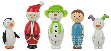 The Snowman and The Snowdog Wooden Skittles - Bowling Set Skittles Game for Kids, Indoor & Garden Toddler Toys - Wooden Toys for 2 Year Olds, Official Licensed Raymond Briggs Gifts by Orange Tree Toys