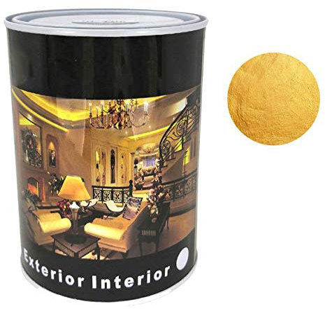 H HANSEL HOME Pintura Esmalte al Disolvente para Madera y Metal, Pintura Alquidica de Rápido Secado para Superfícies Interiores y Exteriores(Oro, 750 ML)