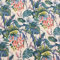 Kt KILOtela - Leinenstoff, digital Bedruckt, Länge 300 cm, Breite 280 cm, Pazifik-Blumen, Rosa, Grün, Weiß, 3 Meter