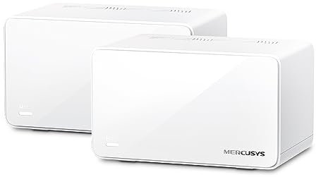 MERCUSYS HALO H90X(2-Pack) AX6000 Sistema Wi-Fi 6 Mesh para Todo el hogar, 1 Puerto de 2.5 Gbps,2 Puertos gigabit, Cobertura hasta 550 m², Conecte hasta 150 Dispositivos