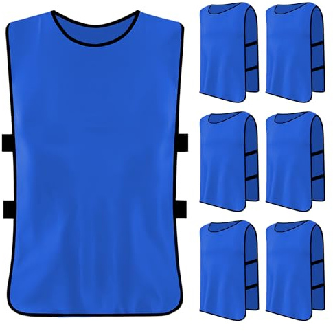 Ehuihuan 6 Pezzi Gilet da Allenamento Calcio per Bambini, Pettorine e Casacche Calcio, Sports Bibs Ragazzi, Pettorine per Allenamento Sport Squadra per Netball Rugby Calcio Formazione (Blu)