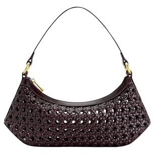 JW PEI Women's Lily Shoulder Bag - Deep Claret Faux Bamboo Woven