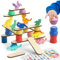 JAiiMen Montessori Dinosaur Toys for 1 2 3 4 Year Old Toddlers, Preschool Education Birthday Gift for Ages 2-4 Boys Girls Kids, Wooden Dinosaur Blocks Sorting & Stacking & Balance Toys
