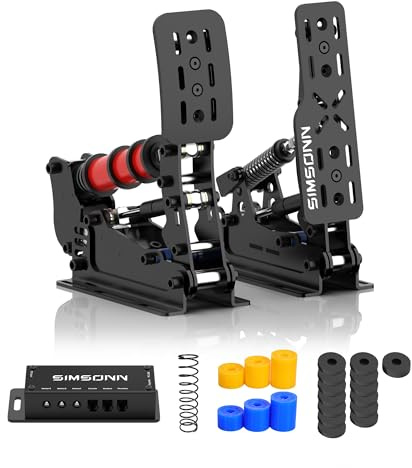 SIMSONN Plus X Sim Racing Pedals Sim Simulador de carreras de PC Sensor de presión Pedal de celda de carga para Pc cabina Soporte para reactor háptico (Plus X-P2-H2) negro