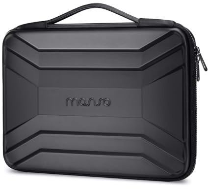 MOSISO 17 a 17 3 Pulgadas Funda Portátil, 17 3 Pulgadas Waterproof Shockproof Ordenador Bolsa Compatible con MacBook HP DELL, Simétrica Trapezoidal EVA Transporte Laptop Bolsa con Asa,Negro