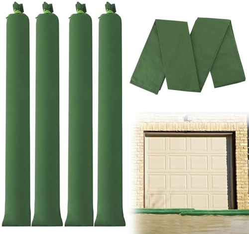 YSOOUA Sacos de Arena para Inundaciones 4 Piezas Saco Arena Inundaciones 150x19cm Bolsas de Arena Reutilizables con Cinta de Amarre, para Inundaciones, Lluvia, Control de Agua