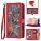 Phone Case for Samsung Galaxy M13 4G/M23 5G/F23 5G (6.60) Wallet Cover With Tempered Glass Screen Protector Crossbody Wrist Strap Leather Flip Pattern Zipper Credit Card Holder Stand SM-M135F Red