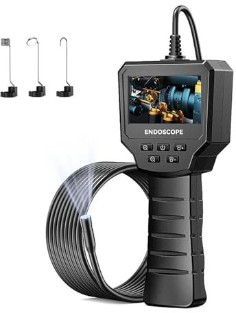 Cámara endoscópica industrial con pantalla IPS de 2,4 pulgadas, HD1080P, cámara de inspección por boroscopio for tuberías de automóviles, alcantarillado, 8 mm, IP67, resistente al agua, 8 ledes(5m,Sin