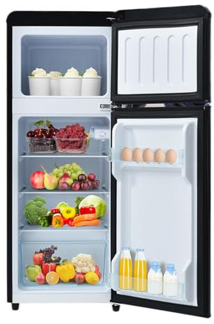 Réfrigérateur avec congélateur, petit réfrigérateur à 2 portes pour bureau, cuisine, dortoir et chambre, mini réfrigérateur avec étagères réglables,Black